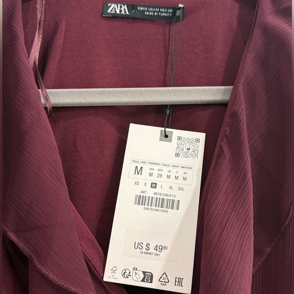 NWT Zara Red Ruffled Tiered Mini Dress - Picture 4 of 4